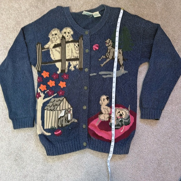 Vintage Northern Reflections Cotton dog motif cardigan sweater, Size M. - Picture 14 of 15